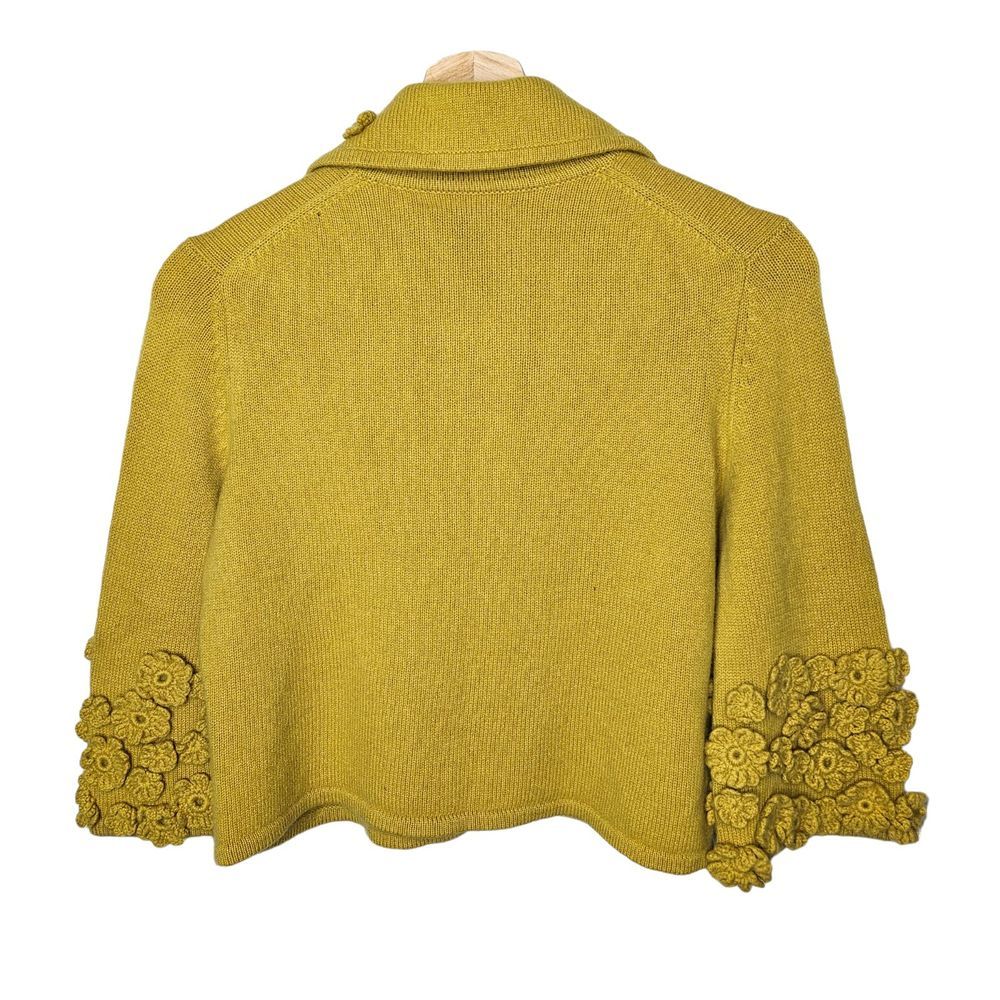 LORD & TAYLOR 100% Cashmere Cardigan Floral Appliques Rosettes Cropped - Picture 5 of 7